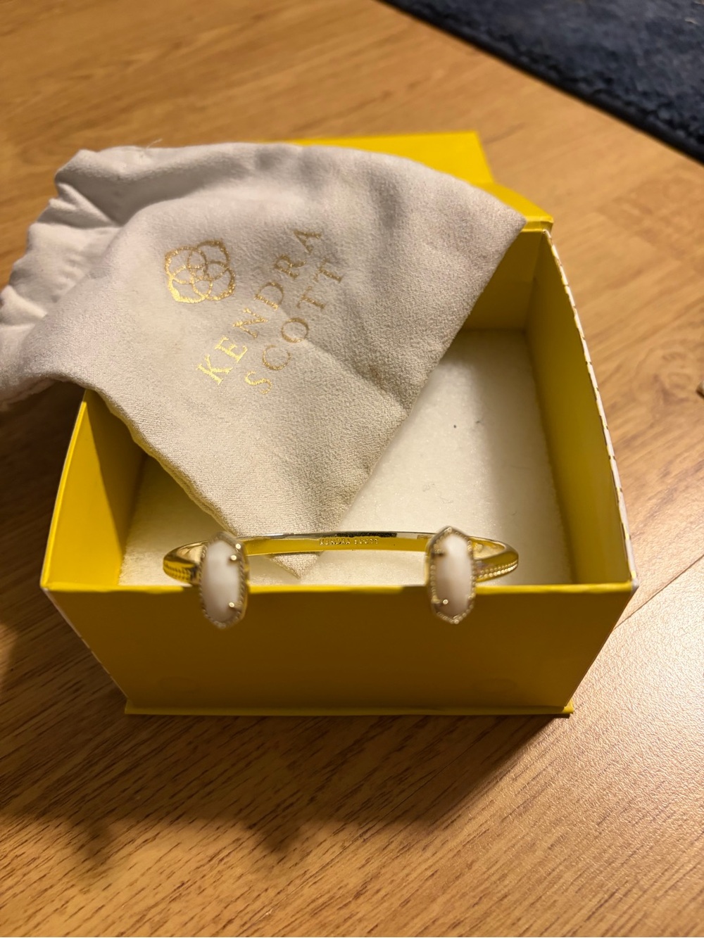Kendra Scott White Stone Gold-Tone Double-Open Cuff Bracelet